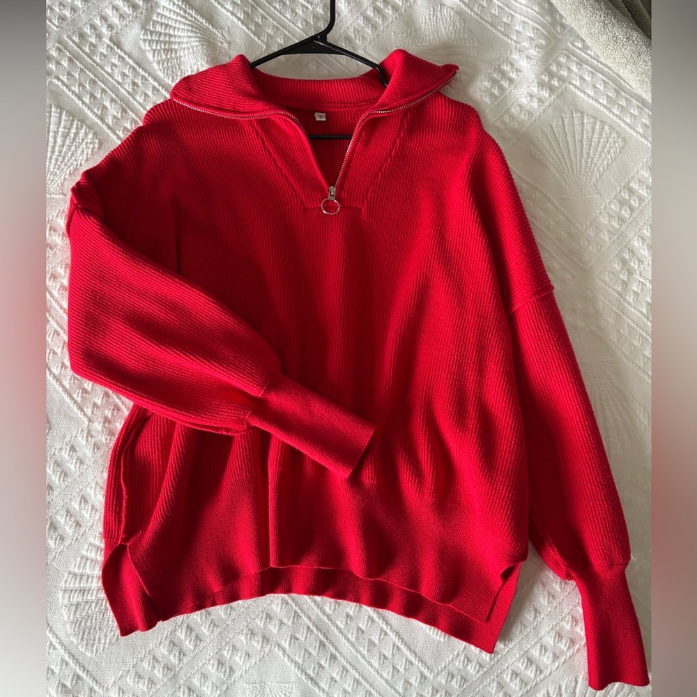 Amazon Women's Red V-Neck Sweater